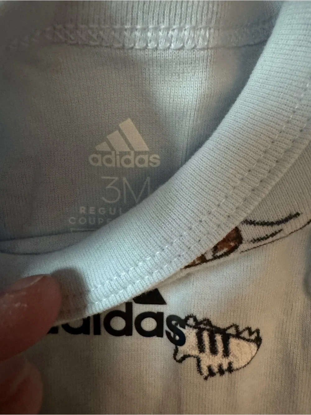 adidas White & Blue Baby Graphic Onesie Set3-6 month Gerber and Carters